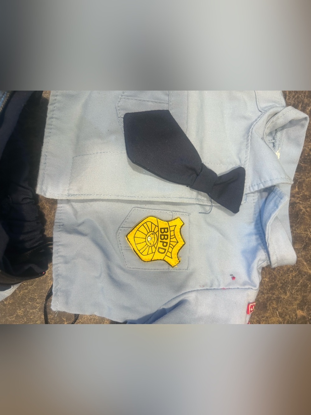 Kids Light Blue Police Badge Jacket with Black Bow